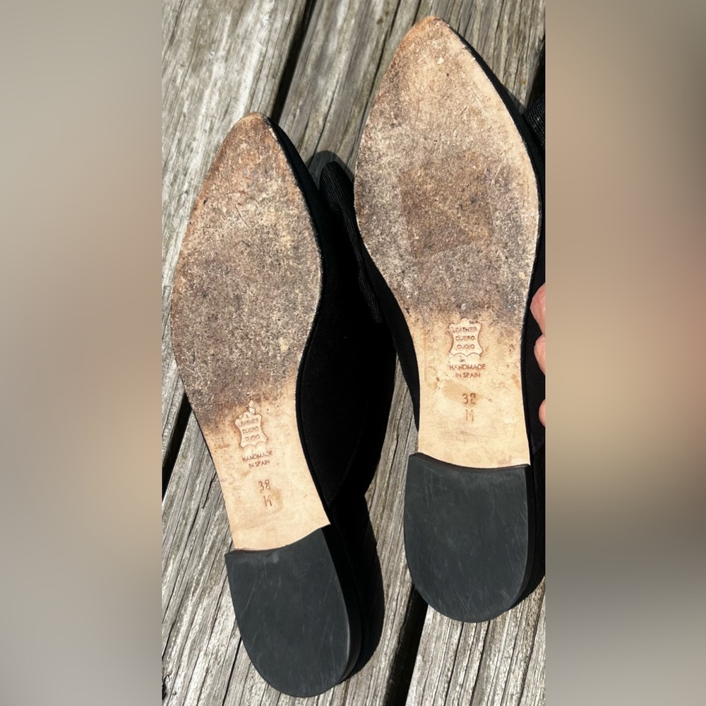Margaux The Bow Mule, black suede & ribbon, size 38 but fits a 6.5 maybe a 7. - Picture 5 of 7